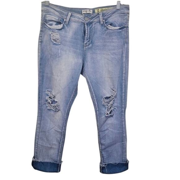 Indigo Rein Jeans Distressed Skinny Stretch Women's Size 13 - Picture 1 of 12